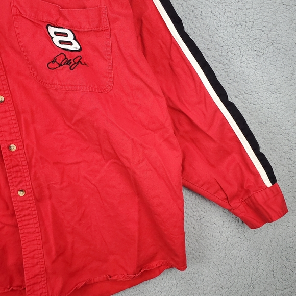 Dale Earnhardt Jr Long Sleeve Red Button Up Embroidered Shirt Collared 2XL - Picture 6 of 11